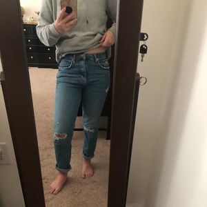 Zara Slim Fit Hi-Rise Ripped Jeans